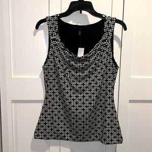 NWT WHBM Sz S black and white sleeveless blouse